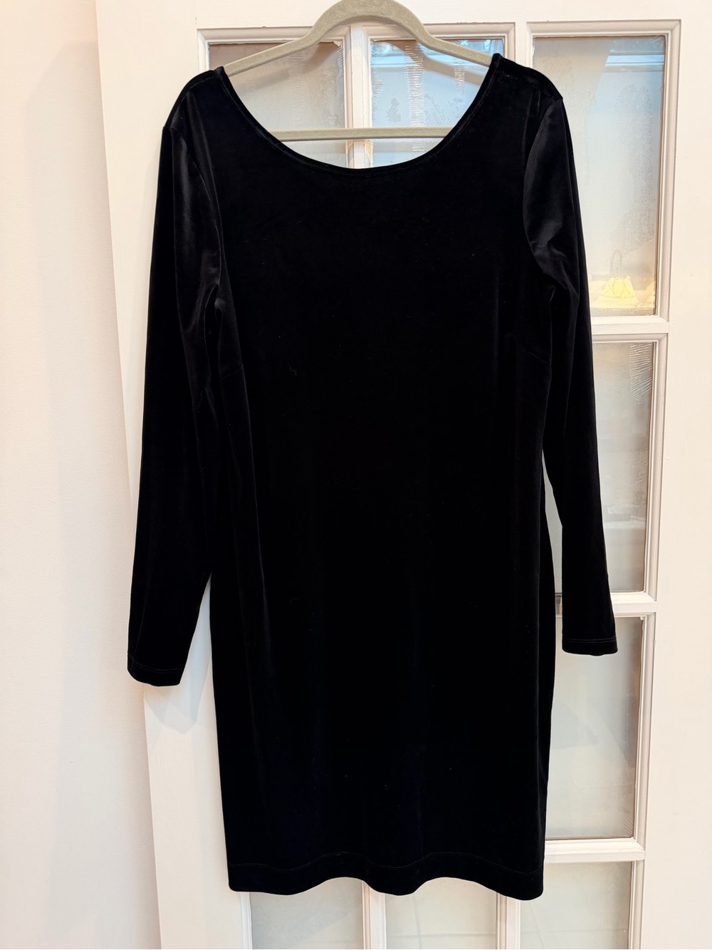 Banana Republic Stretch Classic Gothic Black Velvet Shift Midi Dress Size XL